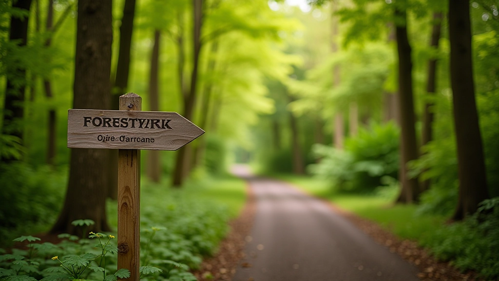 Lough Key Forest Park entrance with wooden signage and tree-lined pathway